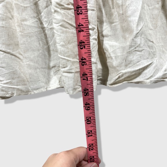 Very J Midi Dress Women Medium Beige Cottagecore Boho Smocked Tiered Lace Trim - Picture 7 of 8